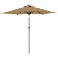 VidaXL Parasol met led's en stalen paal 225x225x212 cm taupe - thumbnail