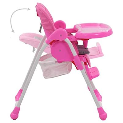 Kinderstoel hoog roze en grijs - thumbnail