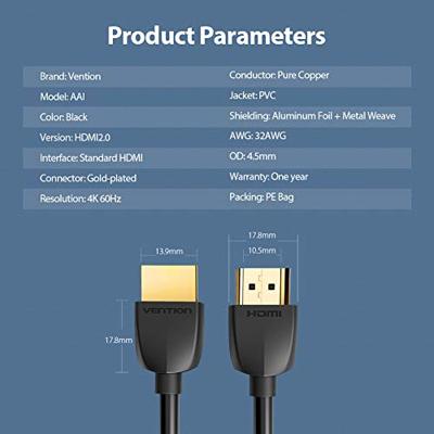 HDMI-Kabel Vention AAIBH Zwart 2 m - thumbnail