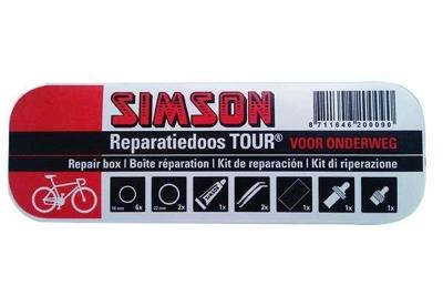 Simson Reparatiedoos tour 11,5 cm aluminium rood/wit 15-delig