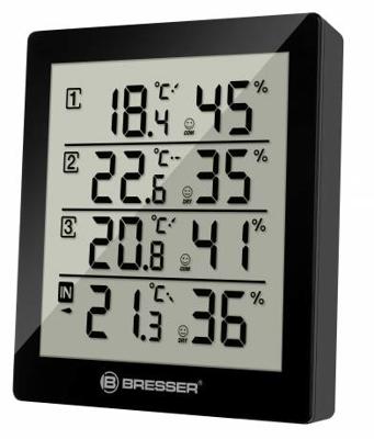 Bresser Optik Quadro Thermo- en hygrometer Zwart