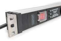 Digitus DN-95433 19 inch Stekkerdoos voor patchkast 1 HE Geaarde contactdoos Geschikt voor kastdiepte: vanaf 300 mm Aluminium, Aluminium (geëloxeerd), Zwart, - thumbnail