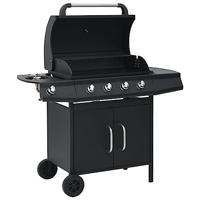 VidaXL Gasbarbecue 4+1 kookzone staal zwart - thumbnail