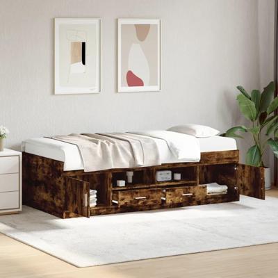 Slaapbank met lades zonder matras 90x200 cm gerookt eikenkleur