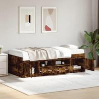 Slaapbank met lades zonder matras 90x200 cm gerookt eikenkleur - thumbnail