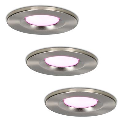 Set van 3 Venezia Smart inbouwspots - IP65 waterdicht - 6 Watt 450 lumen - Wifi + Bluetooth - RGBWW - Google Home, Amazon Alexa en Siri - RVS - Badkamer, binnen en buiten