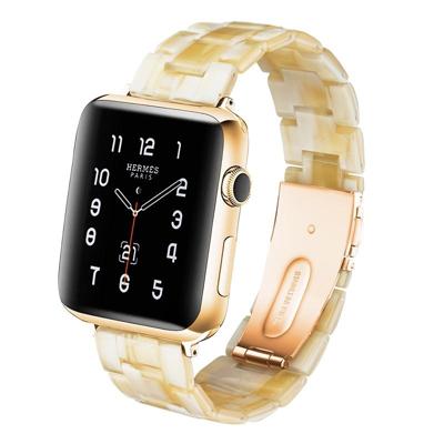 Simple Fashion Resin Watch Strap for Apple Watch Series 5 & 4 44mm & Series 3 & 2 & 1 42mm(Ivory)