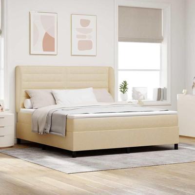 Boxspring bed met matras met hoofdeinde Crème 180 x 200 cm Stof