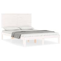 Bedframe zonder matras massief grenenhout wit 140x200 cm - thumbnail