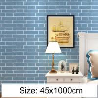 Creatieve PVC Autohesion bakstenen decoratie behang stickers slaapkamer woonkamer muur waterdicht behang roll grootte: 45 x 1000cm (blauw) - thumbnail