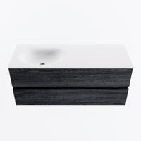 MONDIAZ VICA 120cm badmeubel onderkast Antracite 2 lades. Wastafel MOON links zonder kraangat, kleur Talc. - thumbnail