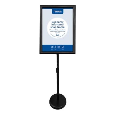 Europel info vloerstandaard Economy, lijst 25 mm, A3, zwart