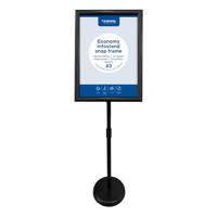 Europel info vloerstandaard Economy, lijst 25 mm, A3, zwart - thumbnail