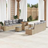 Tuinbankenset met kussen 11 pcs Beige poly rattan - thumbnail