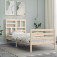 Bedframe met hoofdbord massief hout 100x200 cm - thumbnail