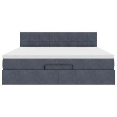 Ottoman bed met matras en LED's 180x200cm fluweel donkergrijs