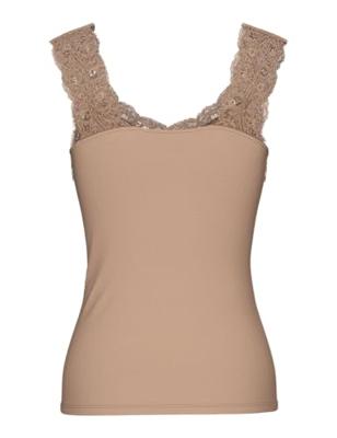 Hemdje met kant - Lace Top - Barbera - Viscose kanten onderhemd - Singlet met brede bandjes - Zwart - Huidskleur - Wit - Lingerie top