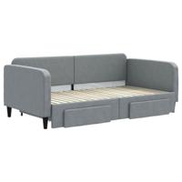 Slaapbank met onderschuifbed en lades 90x190 cm stof lichtgrijs - thumbnail