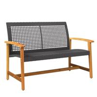 5-delige Loungeset poly rattan en acaciahout zwart - thumbnail