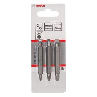 Bosch Accessoires 3-delige dubbelbitset S 1,2x6,5, S 0,6x4,5, S 0,8x5,5; PZ1, PZ2, PZ3; 60 mm 3st - 2607001747 Bosch Accessoires 3-delige dubbelbitset S 1,2x6,5, S 0,6x4,5, S 0,8x5,5; PZ1, PZ2, PZ3; 60 mm 3st - 2607001747