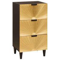 Dressoir Zwart en Goud 40 x 33 x 75 cm massief mangohout - thumbnail