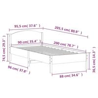 Bedframe zonder matras massief grenenhout wit 90x200 cm - thumbnail