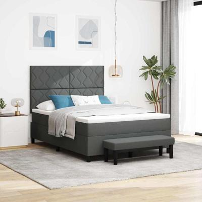 Boxspringbed met matras & bank donkergrijs 140x200 cm stof