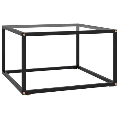 Salontafel met gehard glas 60x60x35 cm zwart