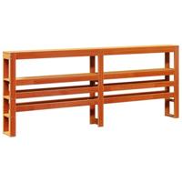 Bedframe met hoofdbord massief grenenhout wasbruin 200x200 cm - thumbnail