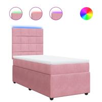 Boxspring met matras fluweel roze 160x200 cm - thumbnail