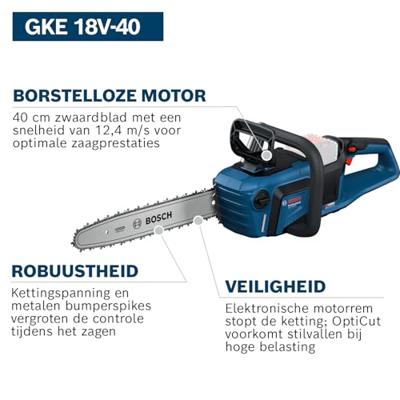 Bosch Professional GKE 18V-40 Accu kettingzaag 40cm 18V Basic Body - 06008D3000