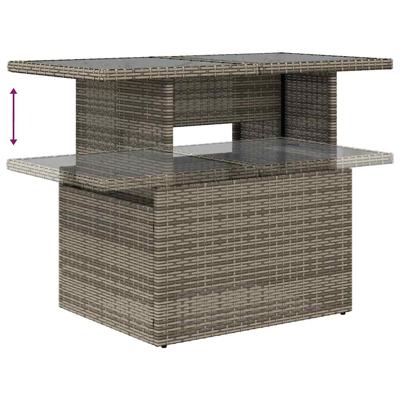 6-delige Loungeset met kussens poly rattan grijs - thumbnail