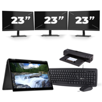 Dell Latitude 7390 2-in-1 - Intel Core i5-8e Generatie - 13 inch - 16GB RAM - 256GB SSD - Windows 10 Home + 3x 23 inch Monitor - thumbnail