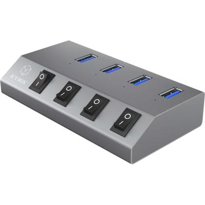 ICY BOX 4 Poorten Hub USB 3.0 Antraciet