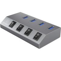 ICY BOX 4 Poorten Hub USB 3.0 Antraciet - thumbnail