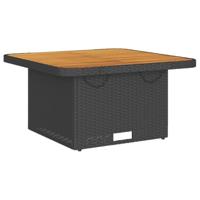 5-delige Loungeset met kussens poly rattan zwart - thumbnail