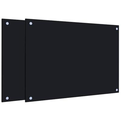 Spatschermen keuken 2 st 70x50 cm gehard glas zwart