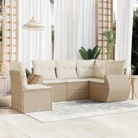 5-delige Loungeset met kussens poly rattan beige - thumbnail