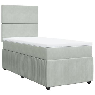Boxspring met matras fluweel lichtgrijs 90x190 cm