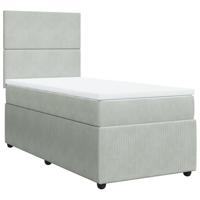 Boxspring met matras fluweel lichtgrijs 90x190 cm - thumbnail