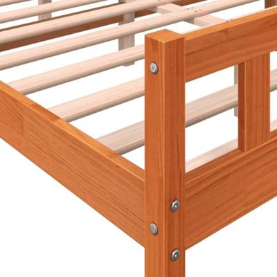 Bedframe zonder matras massief grenenhout wasbruin 150x200 cm
