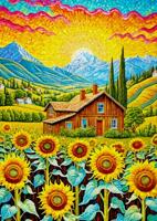 Sunflower House Puzzel 1000 Stukjes - thumbnail