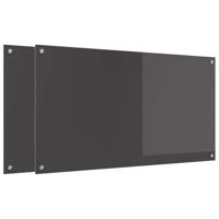 VidaXL Keuken spatscherm 2 pcs donkergrijs 110 x 60 cm gehard glas - thumbnail