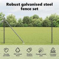 VidaXL Afrasteringspaal grijs 10 x 1,4 m (50 mm gaas) staal en pvc - thumbnail