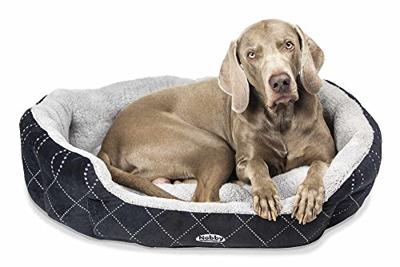Nobby, Ovaal bed met vulling van pluche, met omkeerbaar kussen, 86 x 70 x 24 cm, zwart