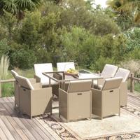 9-delige Tuinset met kussens poly rattan beige - thumbnail