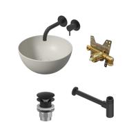 Salenzi Waskomset Unica Round 40x20 cm Mat Grijs - thumbnail