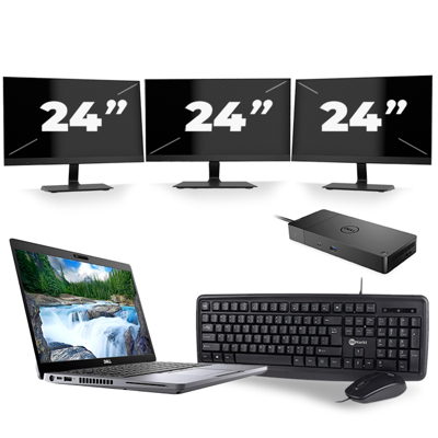 Dell Latitude 5410 - Intel Core i5-10e Generatie - 14 inch - 16GB RAM - 256GB SSD - Windows 11 + 3x 24 inch Monitor