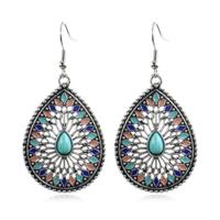 Druppelvormige Bohemian multicolor oorbellen met turquoise - thumbnail