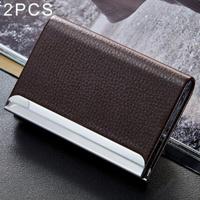 2 PC's Lichi textuur visitekaartje houder Credit Card ID Case Holder(Coffee) - thumbnail